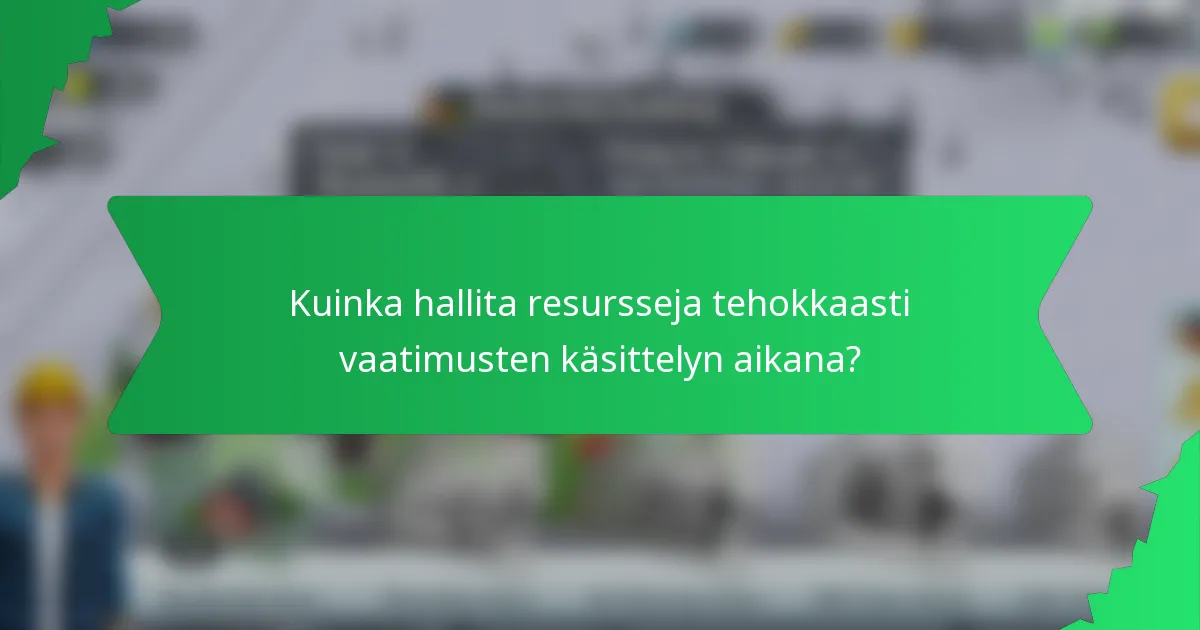 Kuinka hallita resursseja tehokkaasti vaatimusten käsittelyn aikana?