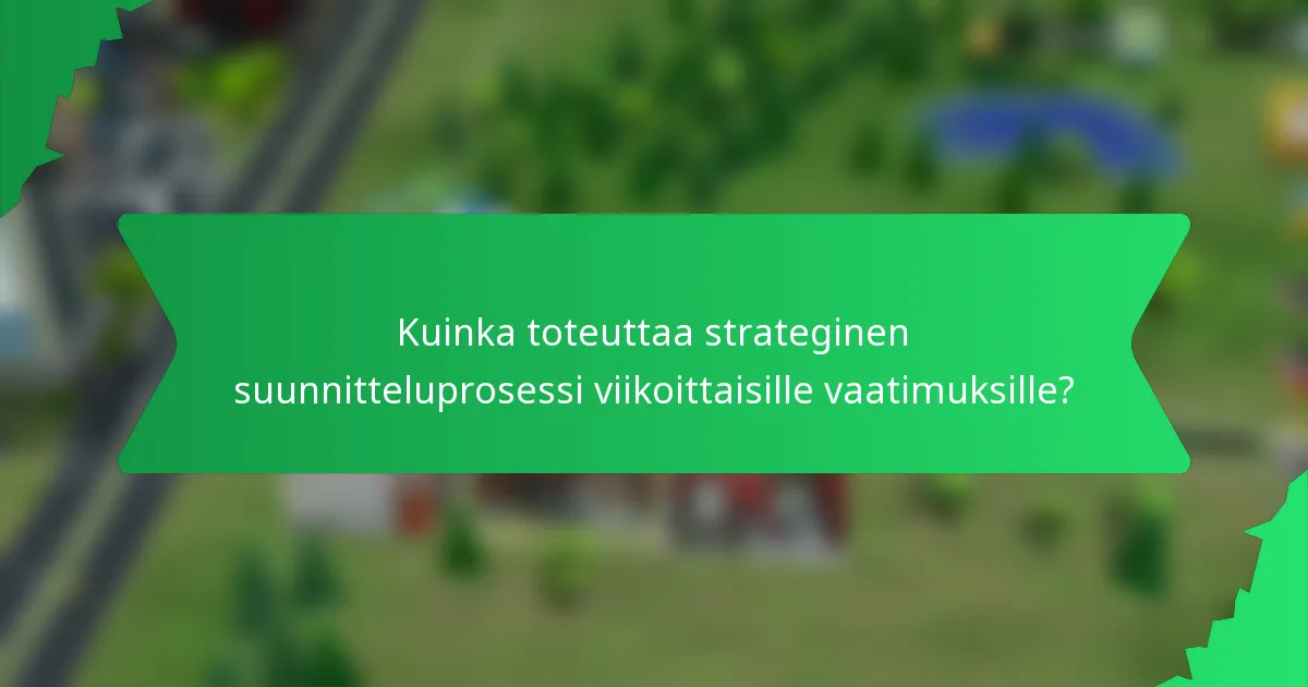 Kuinka toteuttaa strateginen suunnitteluprosessi viikoittaisille vaatimuksille?