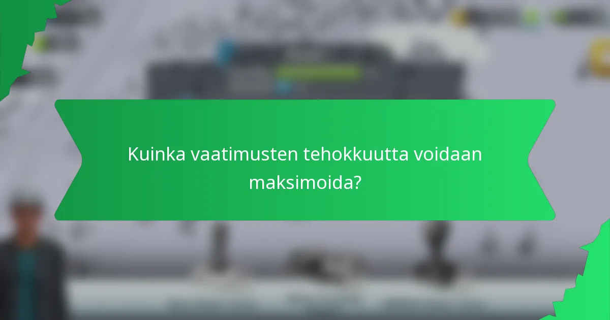 Kuinka vaatimusten tehokkuutta voidaan maksimoida?