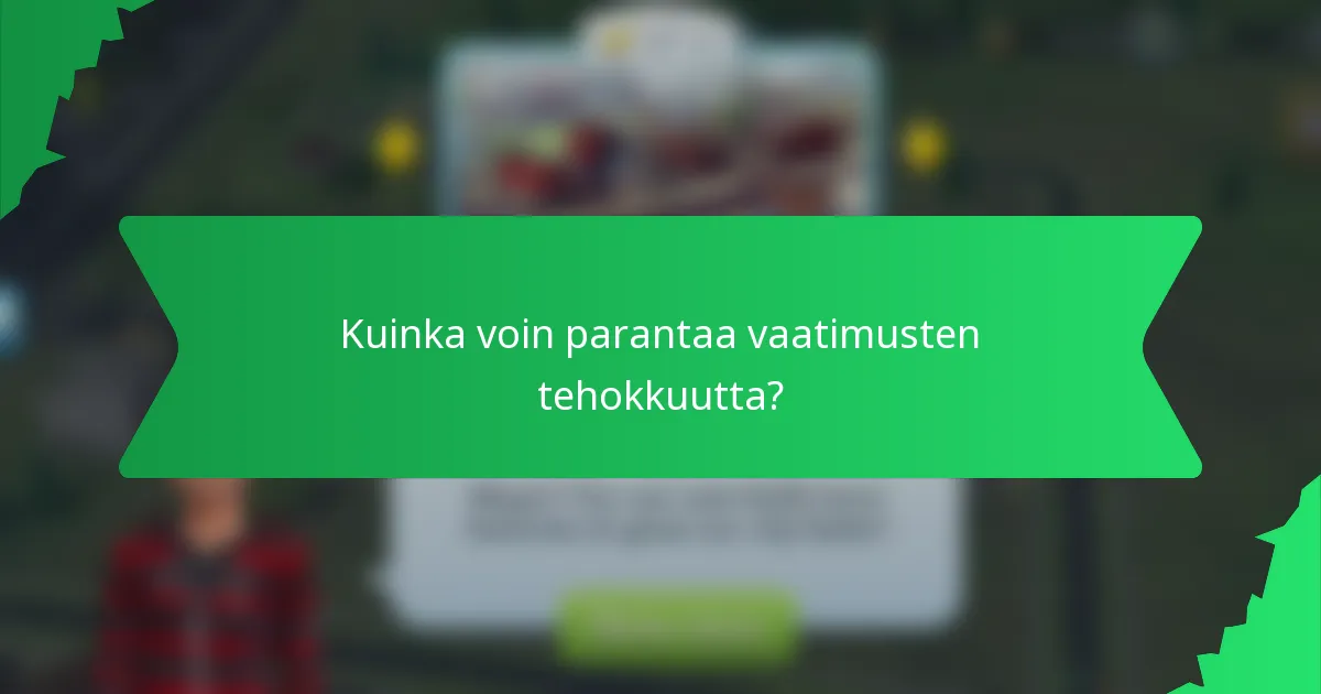 Kuinka voin parantaa vaatimusten tehokkuutta?
