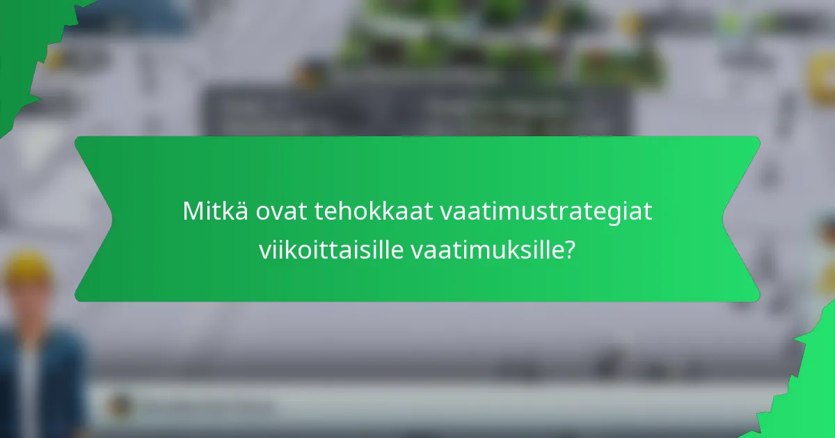 Mitkä ovat tehokkaat vaatimustrategiat viikoittaisille vaatimuksille?