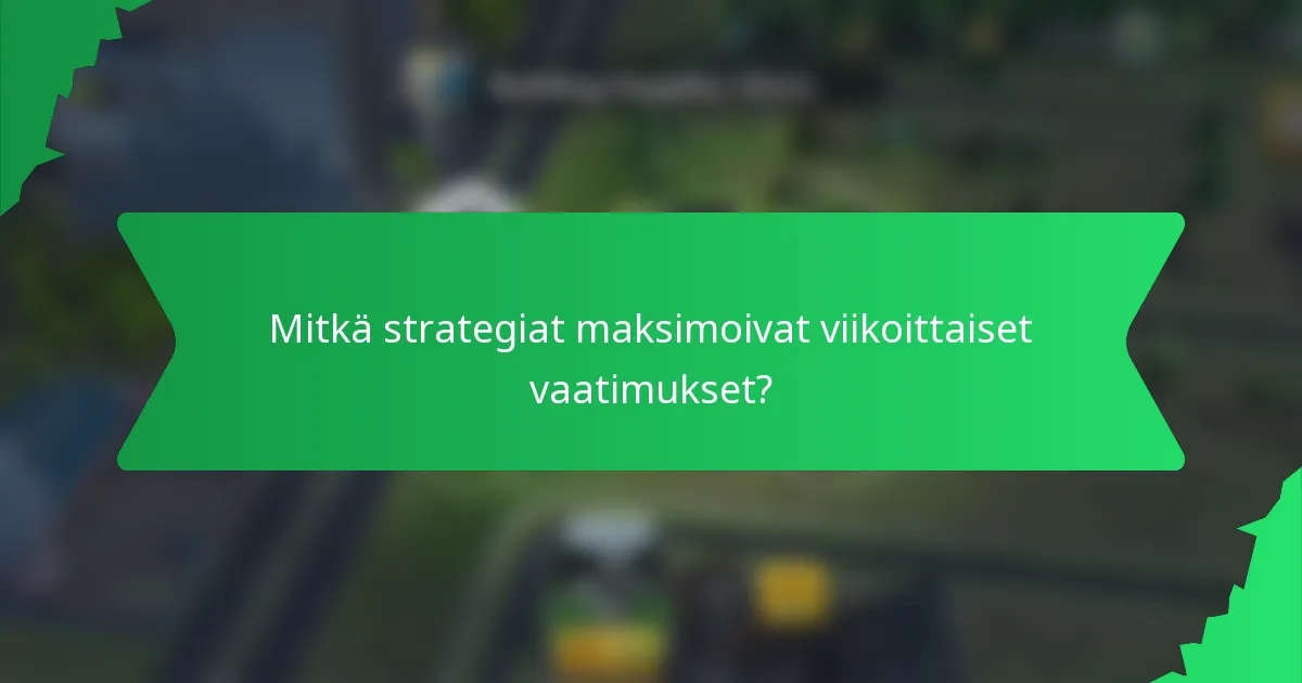 Mitkä strategiat maksimoivat viikoittaiset vaatimukset?